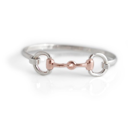 Exclusive Sterling Silver & 18ct Rose Gold Plate Double Snaffle Bracelet