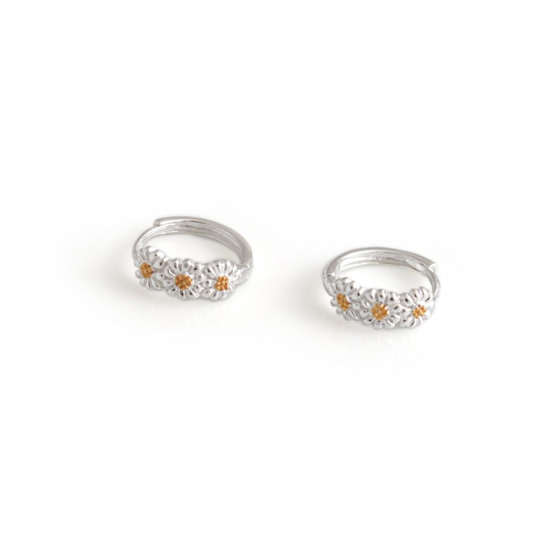 Sterling Silver & 18ct Gold Plated Daisy Hoop Earrings