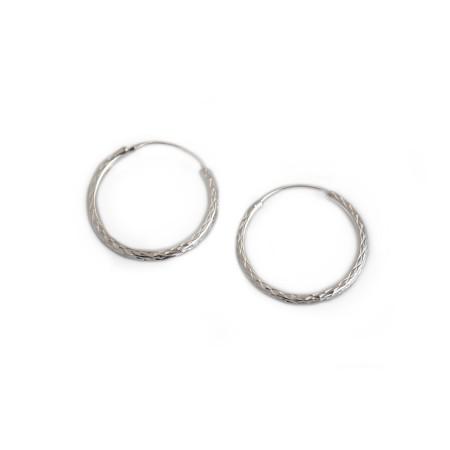 Sterling Silver Patterned Hoop Earrings