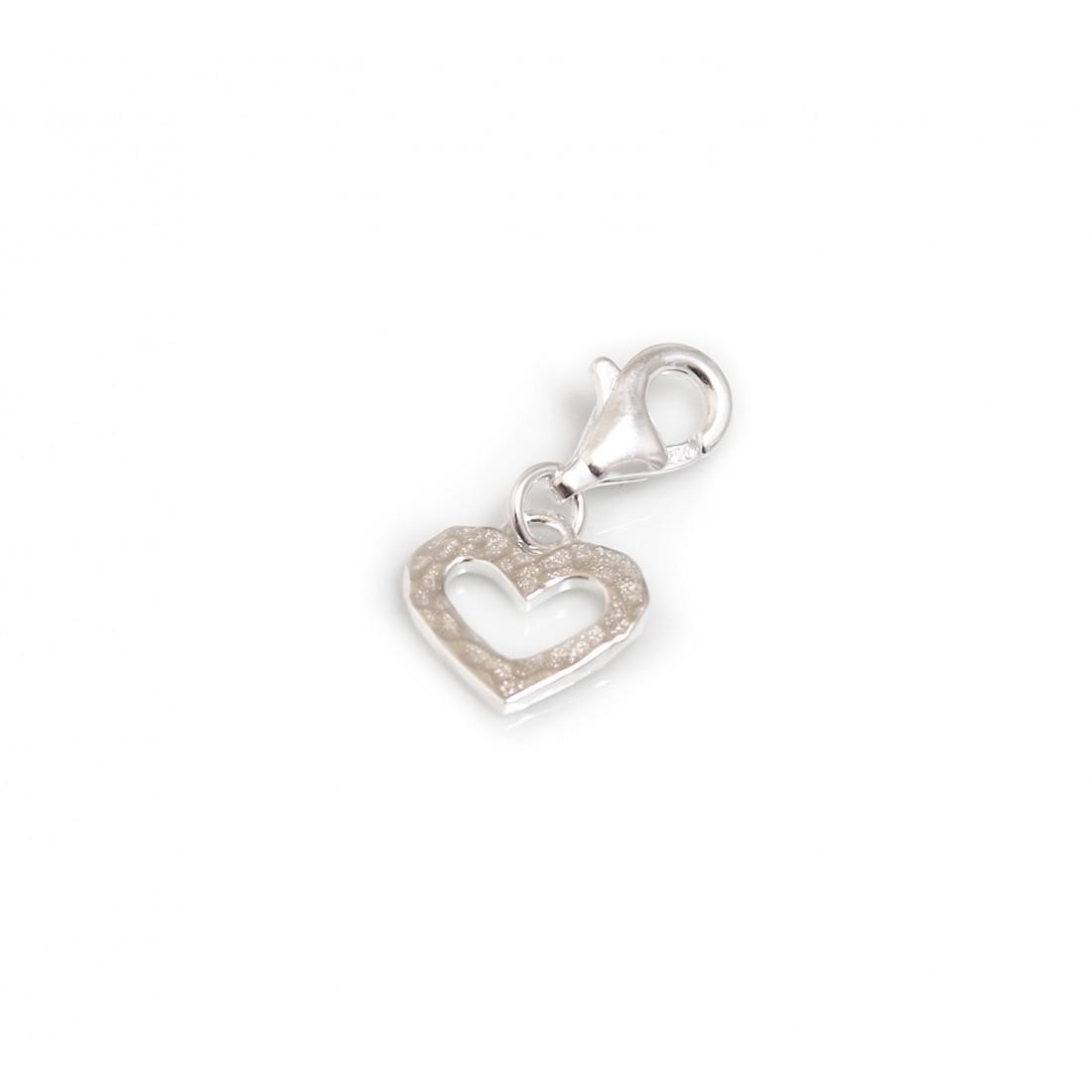 Sterling Silver Clip On Hammered Heart Charm