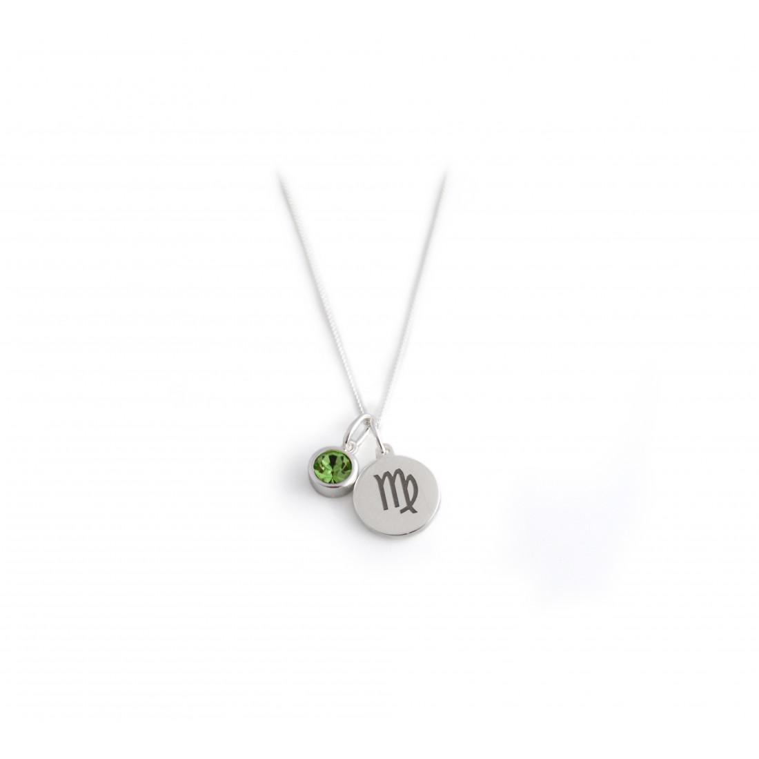 Exclusive Sterling Silver Virgo Zodiac CZ Birthstone Necklace