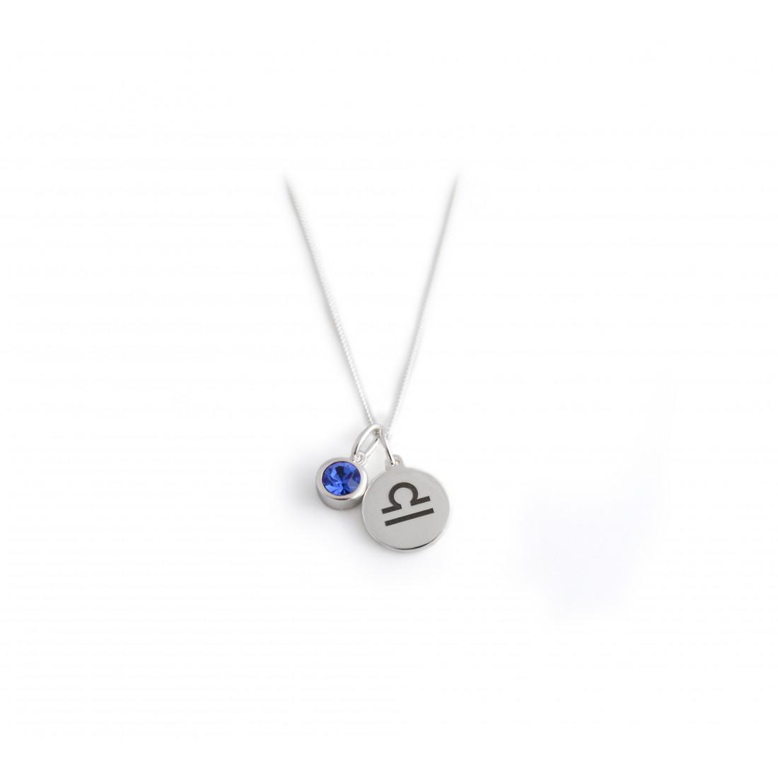 Exclusive Sterling Silver Libra Zodiac CZ Birthstone Necklace