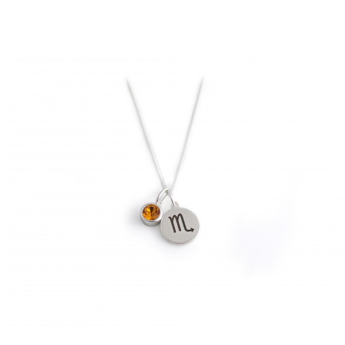 Exclusive Sterling Silver Scorpio Zodiac CZ Birthstone Necklace