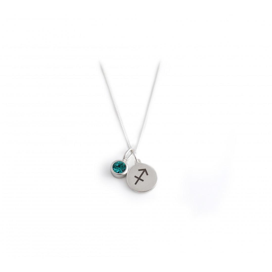 Exclusive Sterling Silver Sagittarius Zodiac CZ Birthstone Necklace