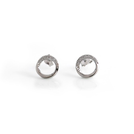 Sterling Silver and CZ Twisted Hoop Stud Earrings