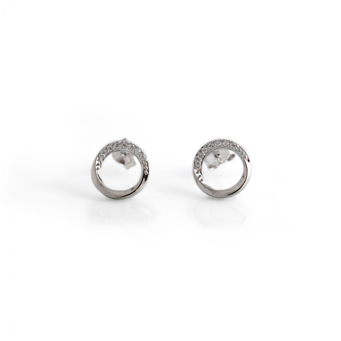 Sterling Silver and CZ Twisted Hoop Stud Earrings