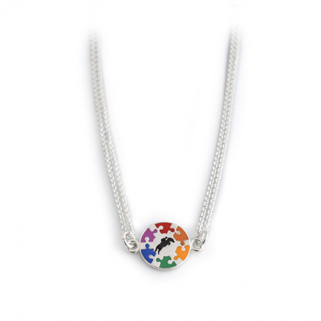 Exclusive Sterling Silver 'Cool Ridings' Double Chained Necklace