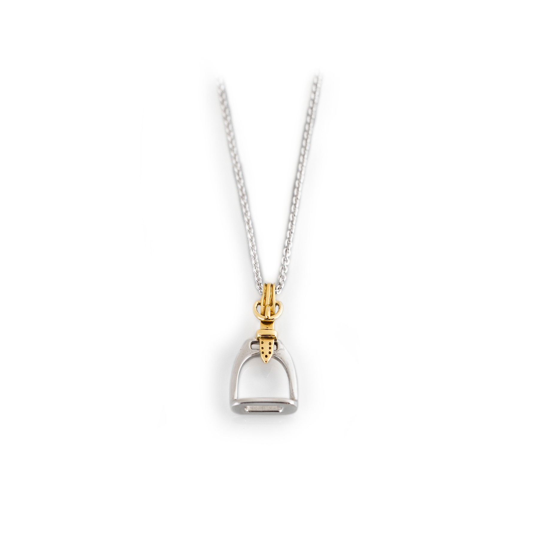 Sterling Silver & Two Tone Stirrup Pendant - Hiho Silver