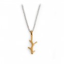 Exclusive Sterling Silver & 18ct Gold Vermeil Twig Pendant on Chain