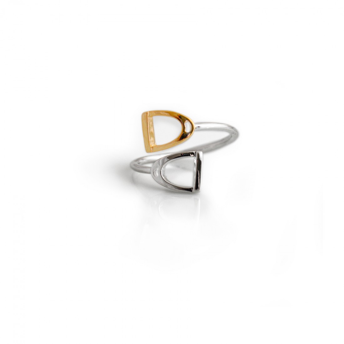 Sterling Silver & 18ct Gold Plated Adjustable Stirrup Ring