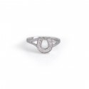 CZ & Sterling Silver Horseshoe Ring