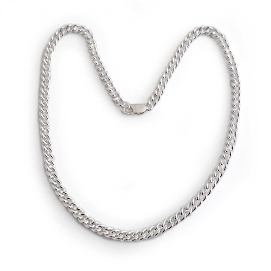 Sterling Silver Round Curb Necklace