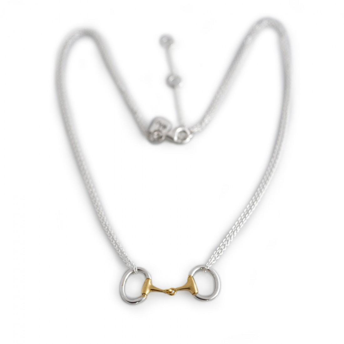 Exclusive Sterling Silver & 18ct Gold Plated Dinky Double Chained Snaffle Necklace