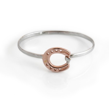 Sterling Silver & 18ct Rose Gold Plated Horseshoe Bangle