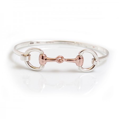 Exclusive Sterling Silver & 18ct Rose Gold Plate Double Snaffle Bracelet