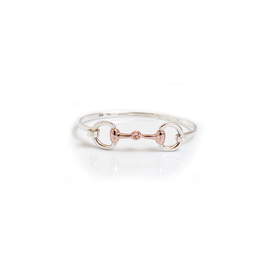 Exclusive Sterling Silver & 18ct Rose Gold Plate Double Snaffle Bracelet