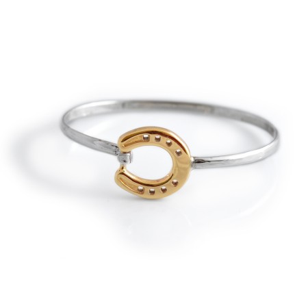 Sterling Silver & 18ct Gold Plated Horseshoe Bangle