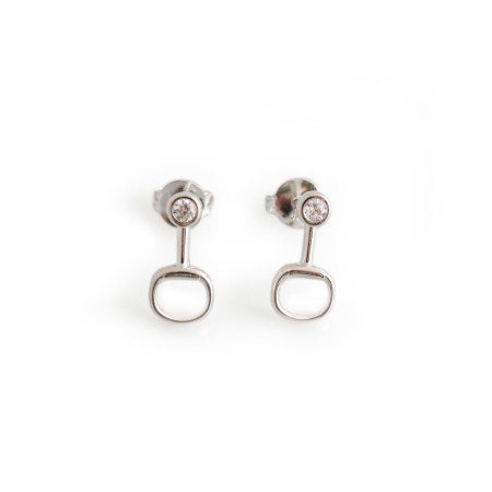 Sterling Silver & CZ Snaffle Earrings