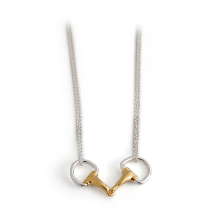 Sterling Silver & 18ct Gold Plated Double Chained Snaffle Necklace