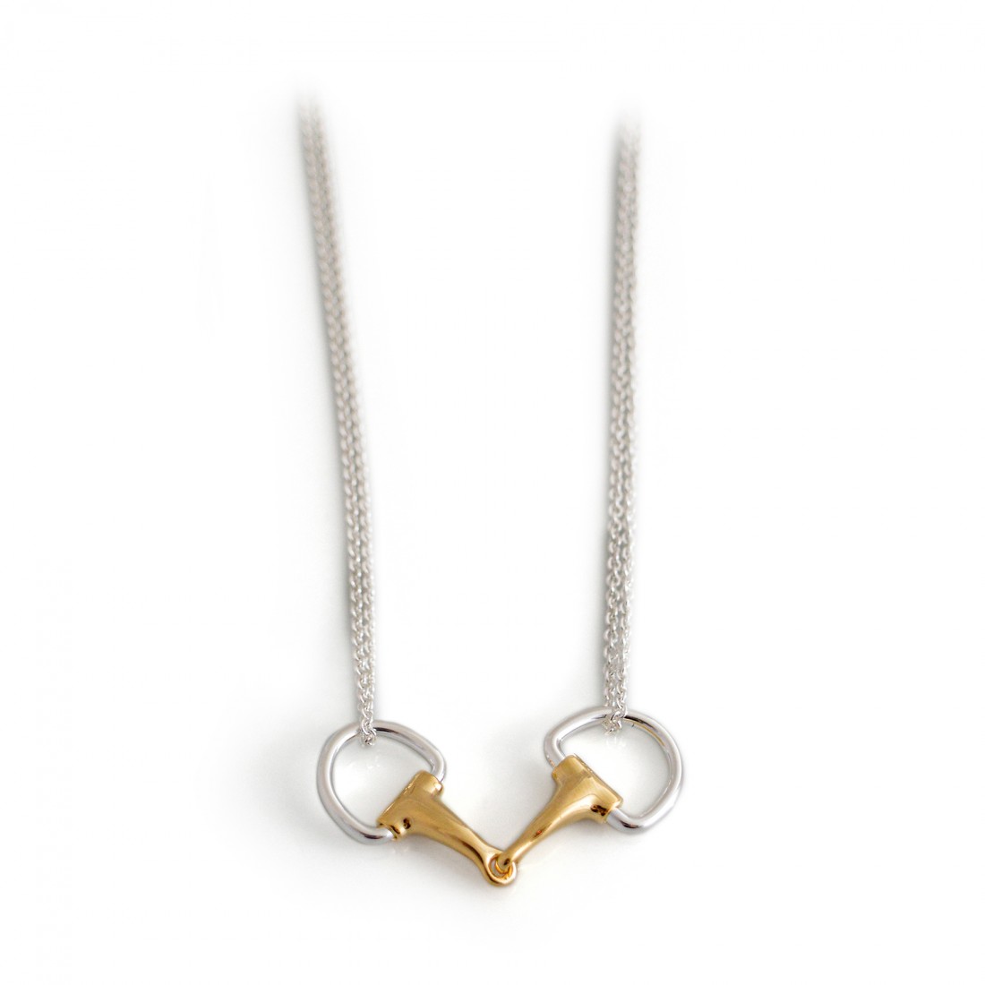 Sterling Silver & 18ct Gold Plated Double Chained Snaffle Necklace