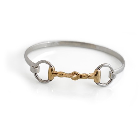Exclusive Sterling Silver & 18ct Gold Plated Twisted Snaffle Bangle