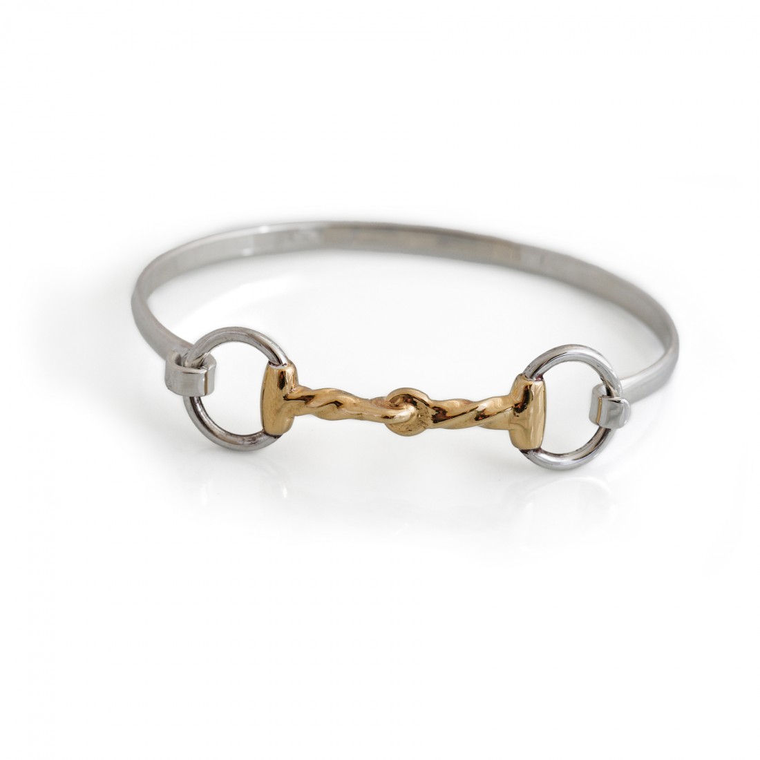 Exclusive Sterling Silver & 18ct Gold Plated Twisted Snaffle Bangle