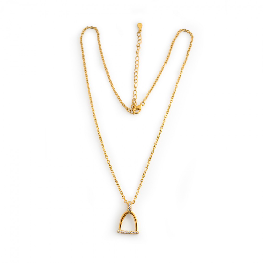 Sterling Silver & 18ct Gold Plated CZ Stirrup Necklace