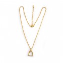Sterling Silver & 18ct Gold Plated CZ Stirrup Necklace