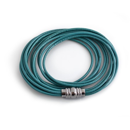 Jade Round Leather Cord Bracelet With Stainless Steel Clasp