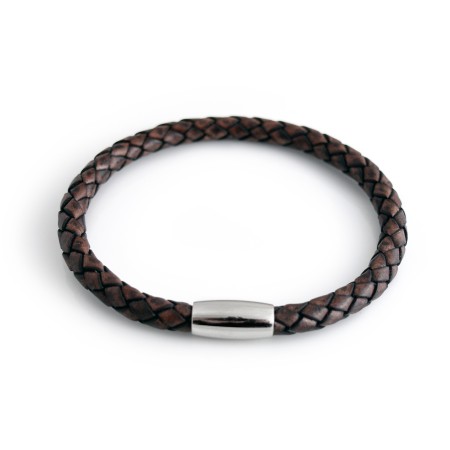 Brown Leather Bolo Bracelet With Stainless Steel Clasp