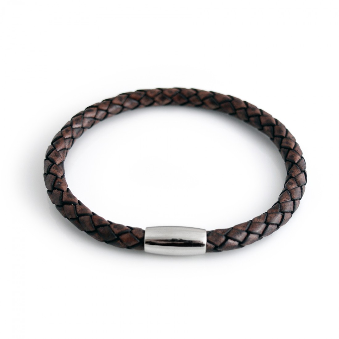Brown Leather Bolo Bracelet With Stainless Steel Clasp