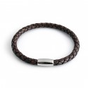 Brown Leather Bolo Bracelet With Stainless Steel Clasp