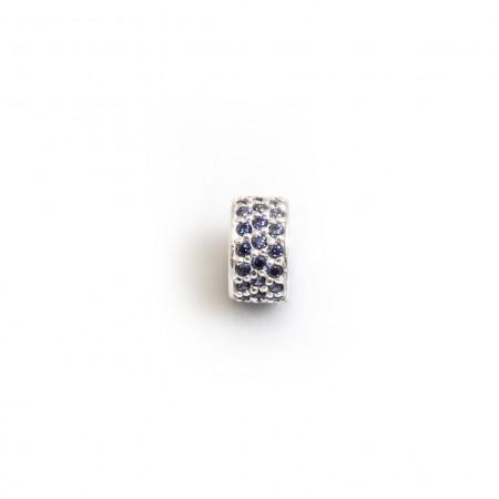 Exclusive Sterling Silver & Tanzanite CZ Starlight Roller Charm Bead