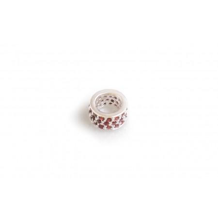 Exclusive Sterling Silver & Red CZ Starlight Roller Charm Bead