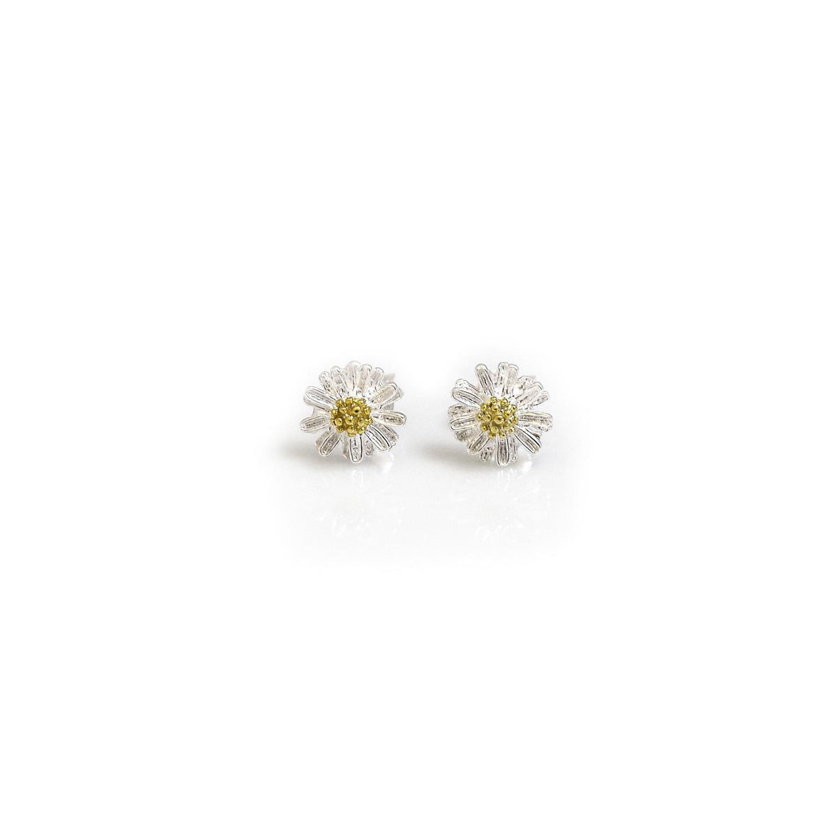 Sterling Silver &amp; 9ct Gold Vermeil Daisy Stud Earrings