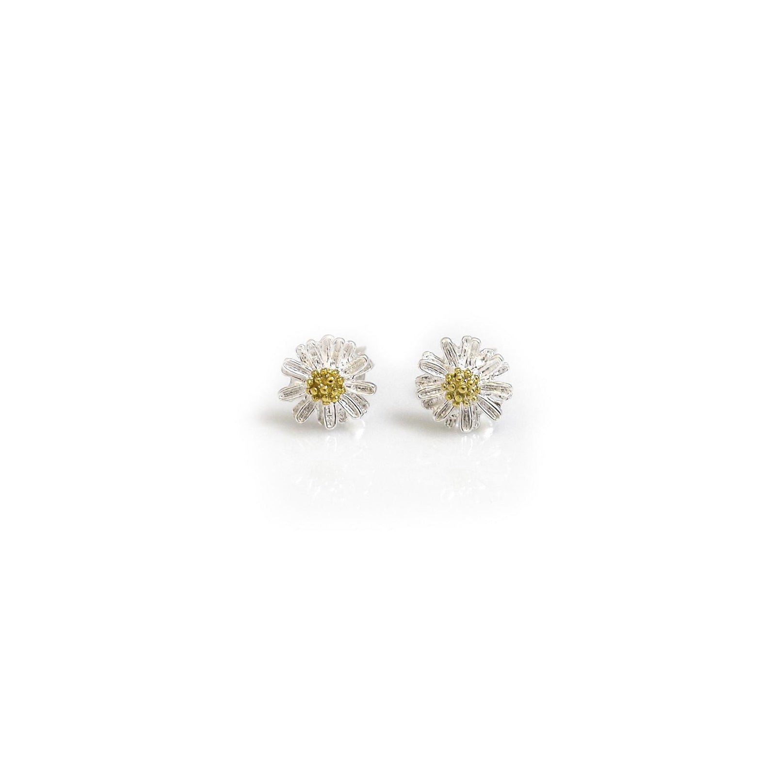 Sterling Silver & 9ct Gold Vermeil Daisy Stud Earrings