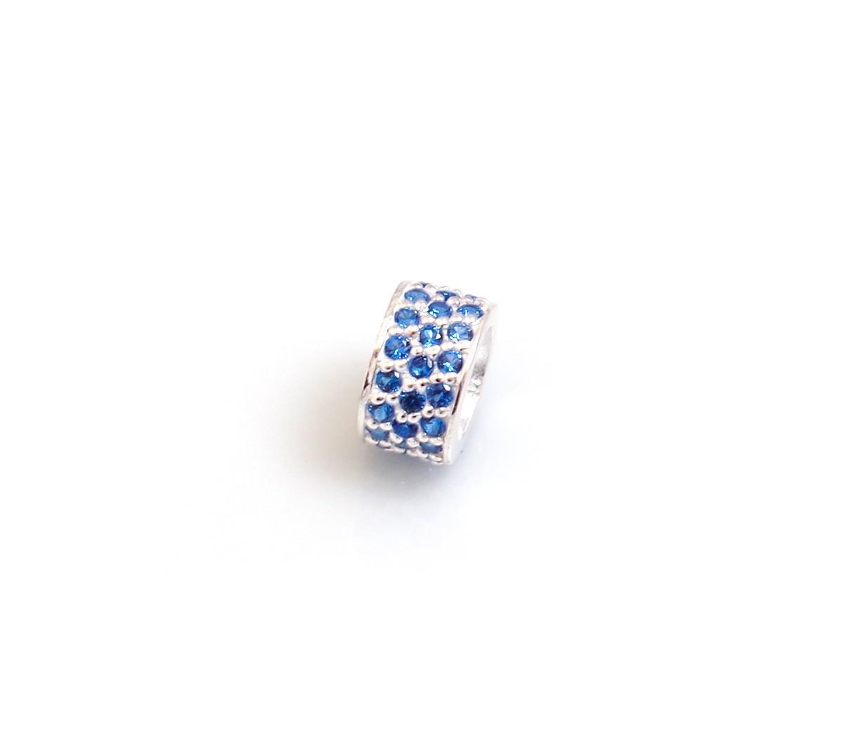 Exclusive Sterling Silver & Sapphire Blue Starlight Roller Charm Bead
