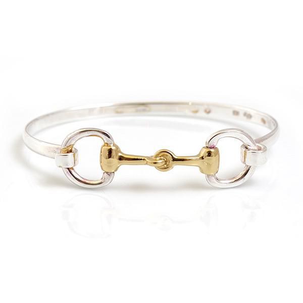 Exclusive Sterling Silver &amp; 18ct Gold Plate Double Snaffle Clip Bracelet