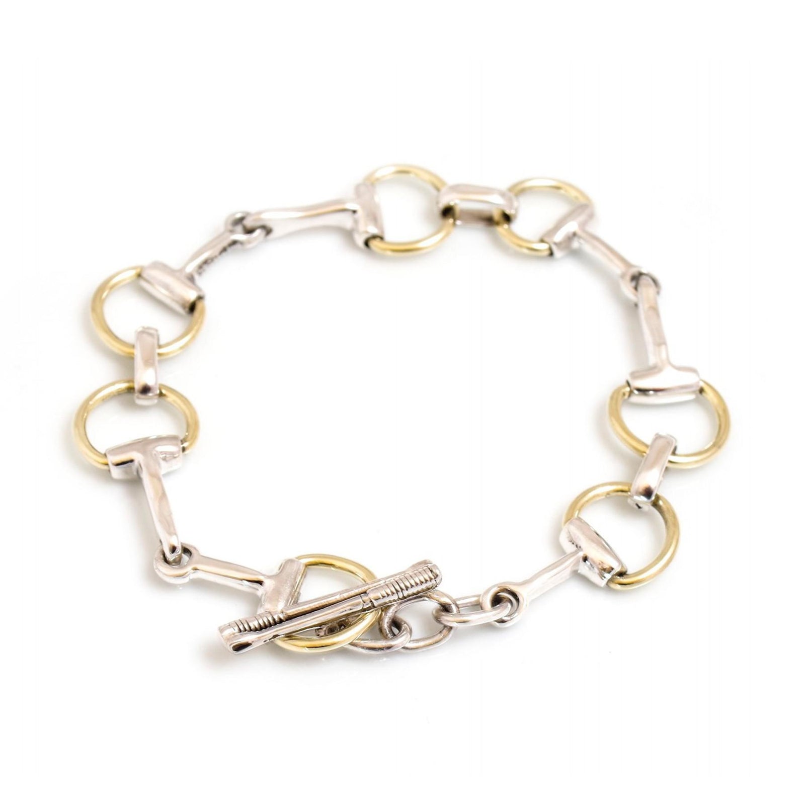 Two Tone Sterling Silver Snaffle Bracelet
