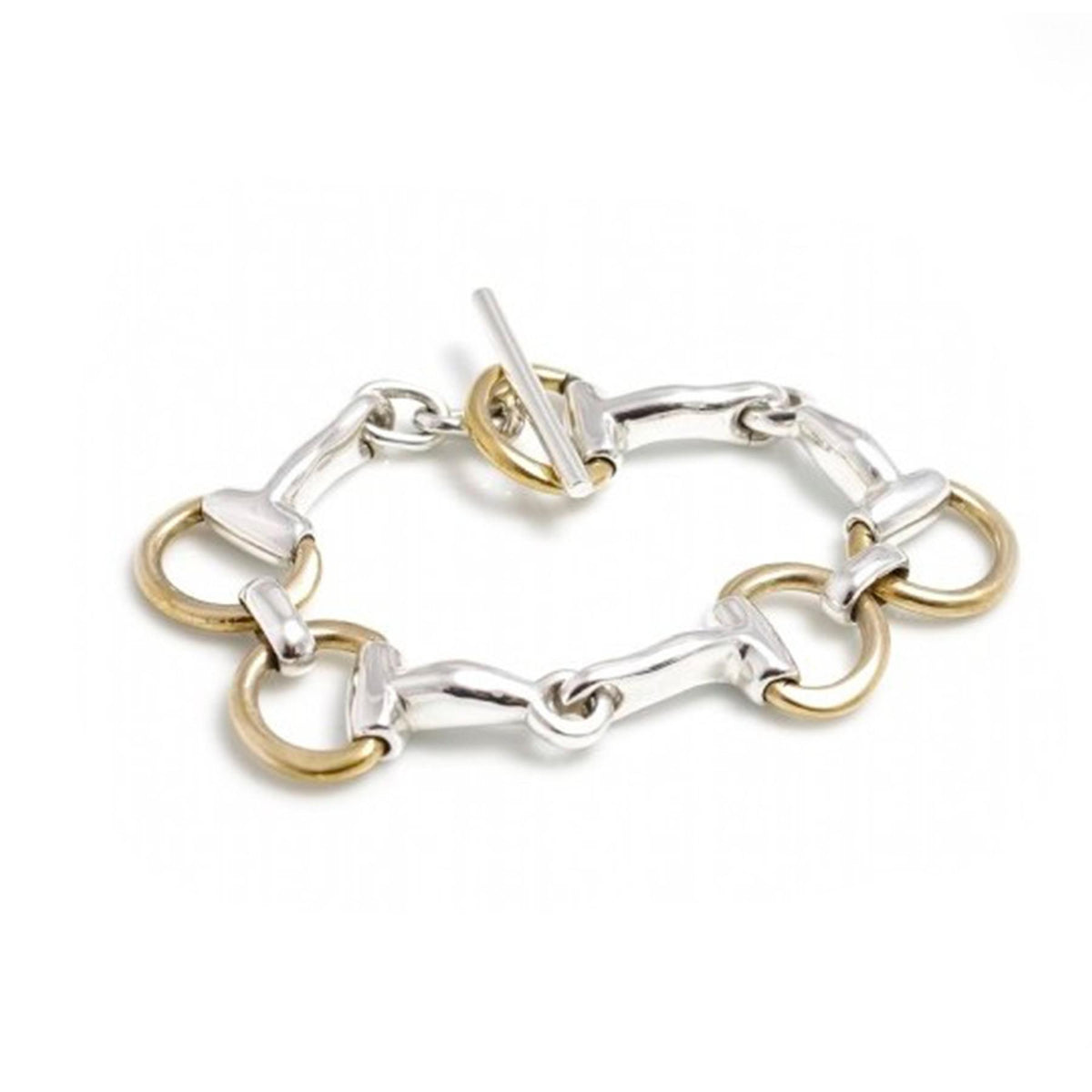 Classic Sterling Silver And Two Tone Snaffle Bracelet