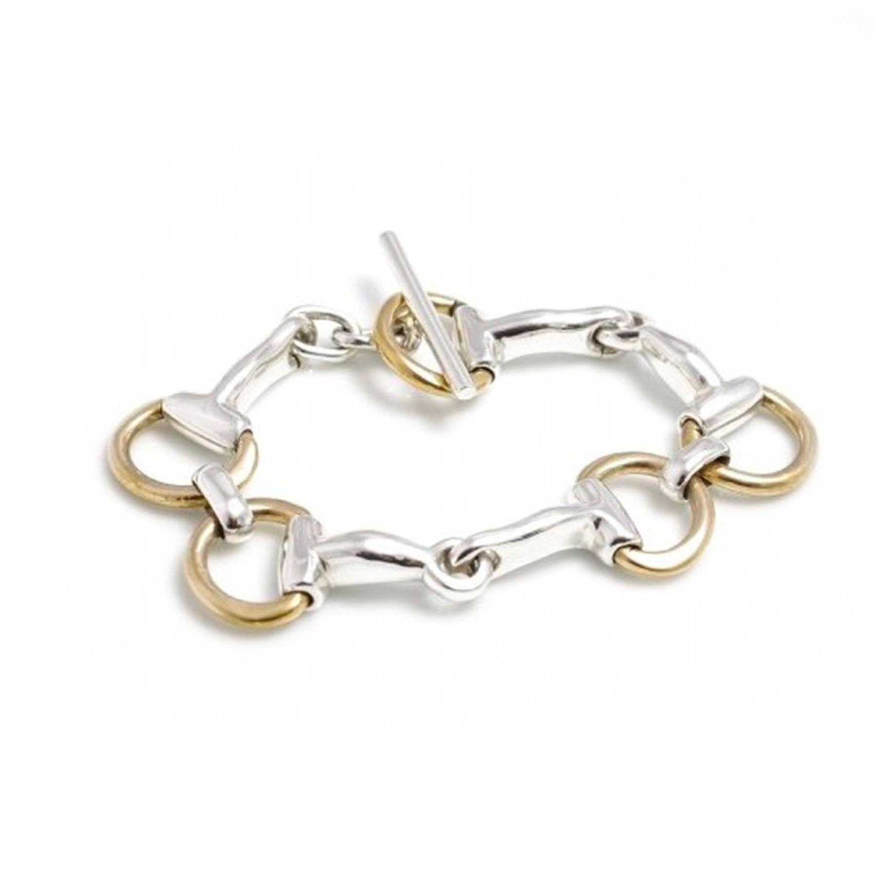 Classic Sterling Silver And Two Tone Snaffle Bracelet