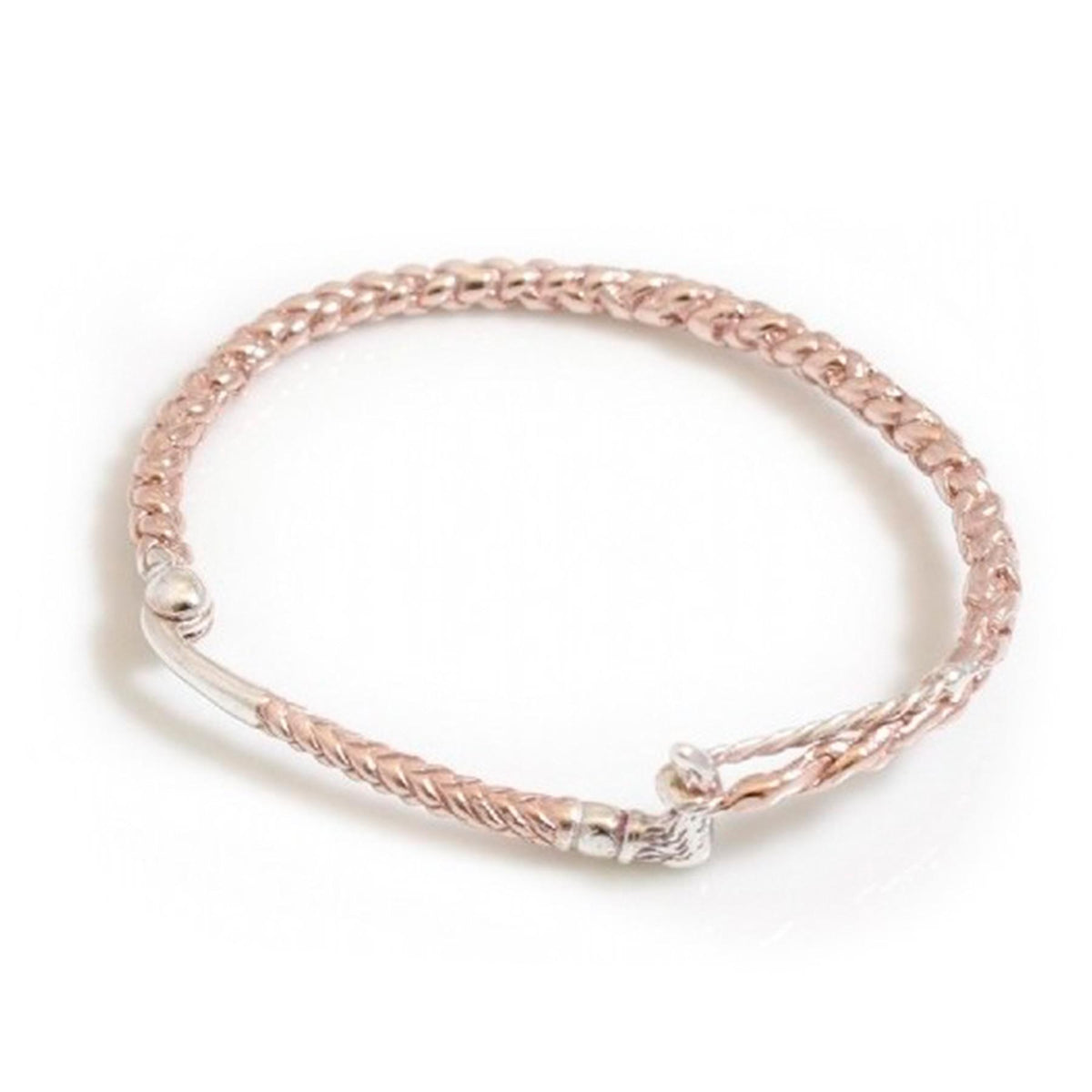 Exclusive Sterling Silver &amp; 18ct Rose Gold Plate Whip Bangle