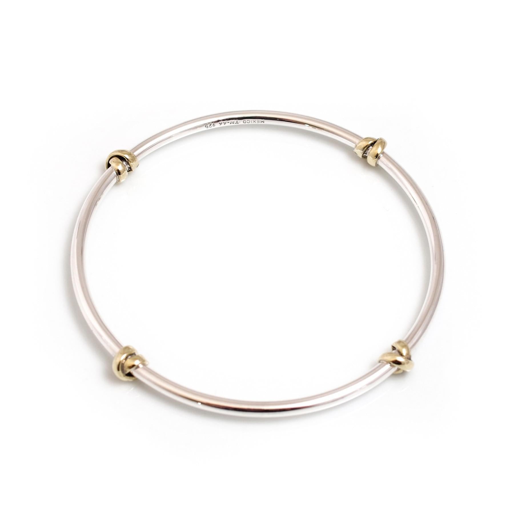 Sterling Silver And Two Tone Knot Bangle