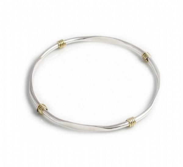 Sterling Silver & Two Tone Flat Edged Bangle