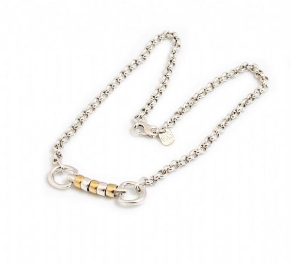 Exclusive Sterling Silver & 18ct Gold Plate Classic Cherry Roller Snaffle Necklace