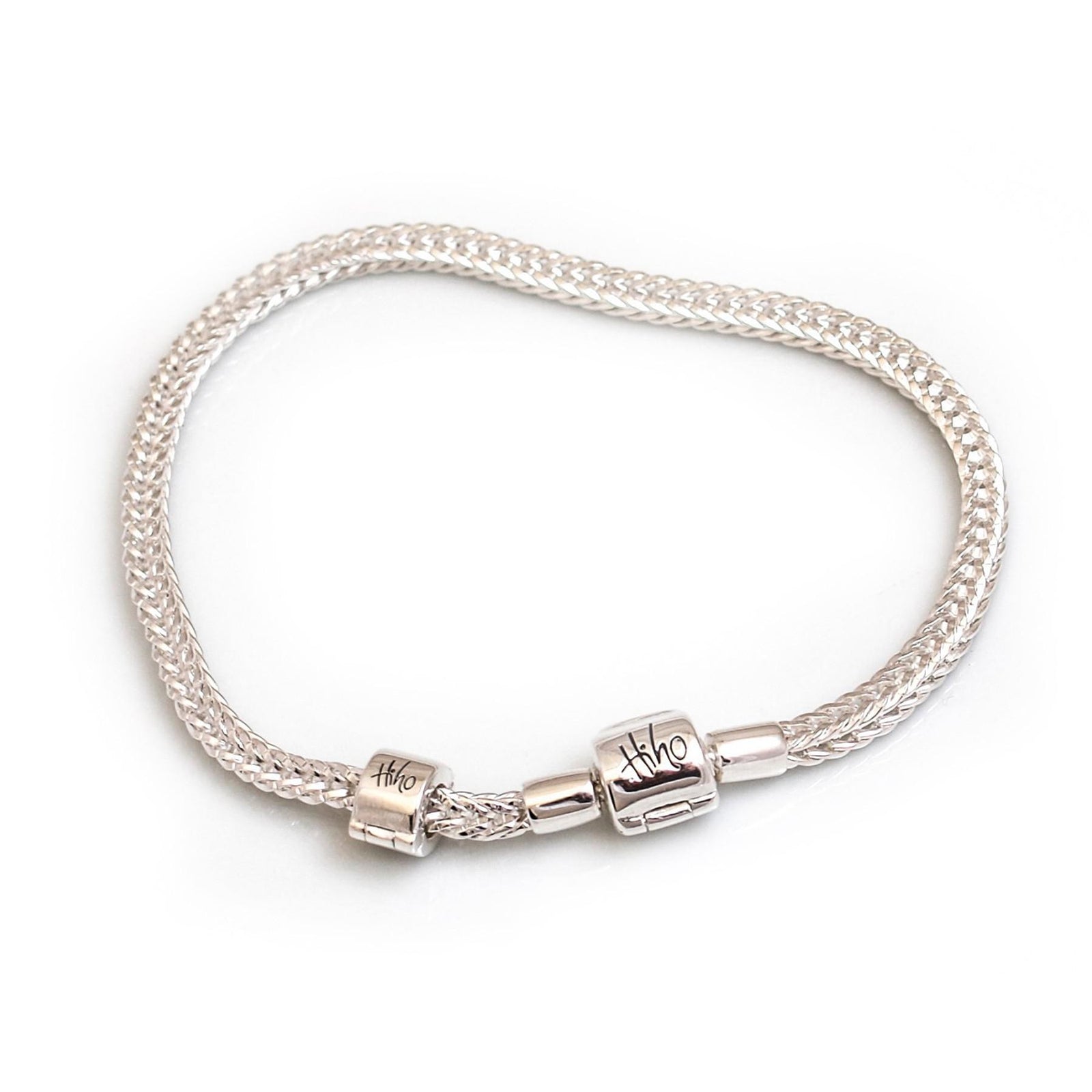 Exclusive Sterling Silver Foxtail Charm Bead Bracelet with stop bead