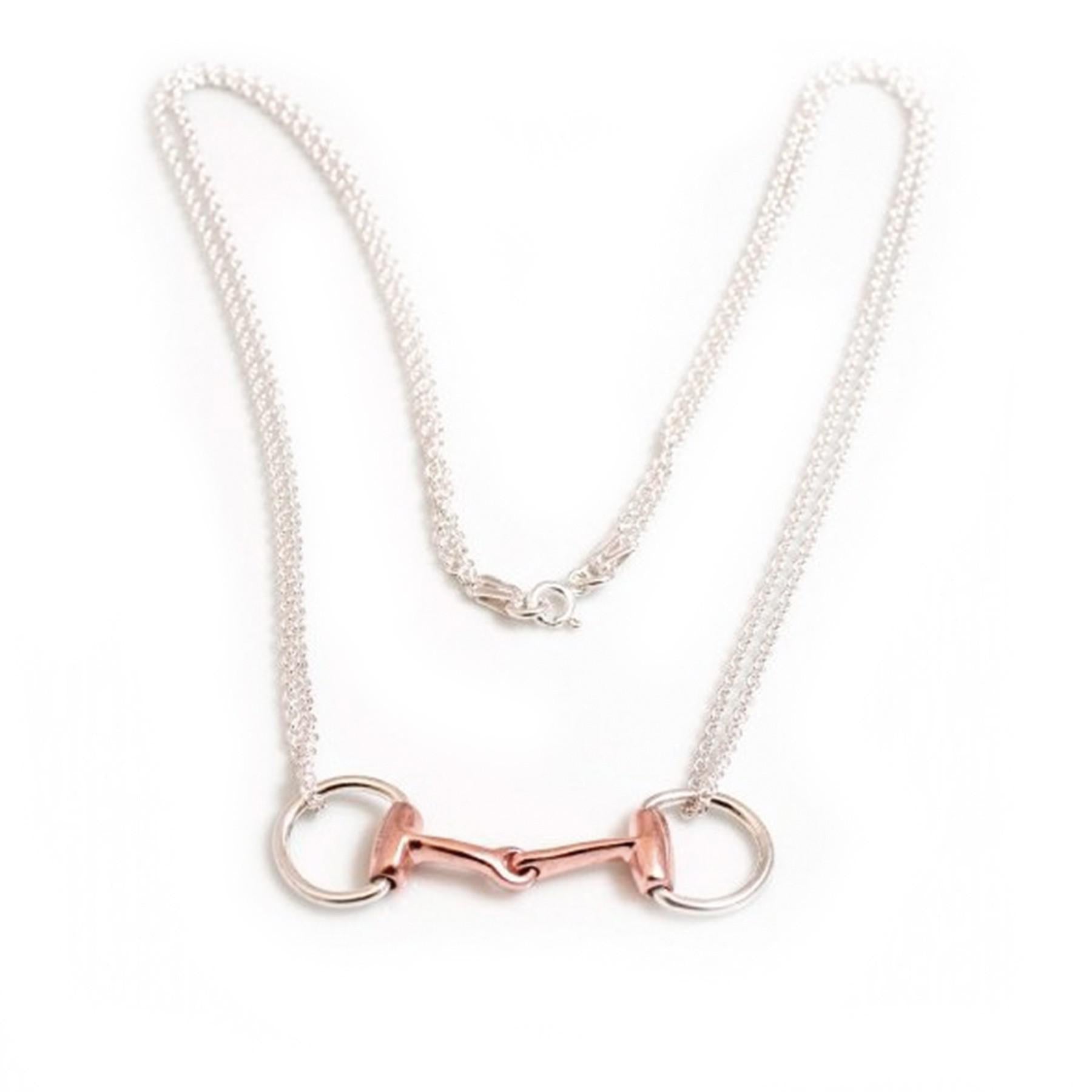 Sterling Silver & 18ct Rose Gold Plate Double Chained Snaffle Necklace