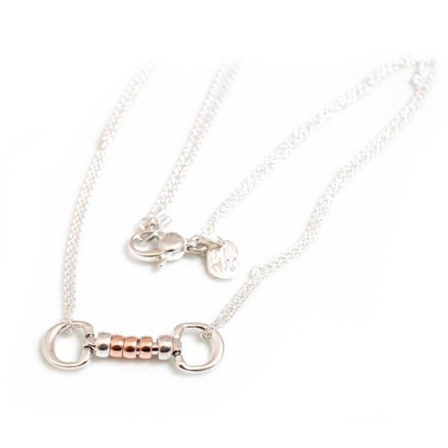 Exclusive Sterling Silver & Solid 9ct Rose Gold Cherry Roller Snaffle Necklace