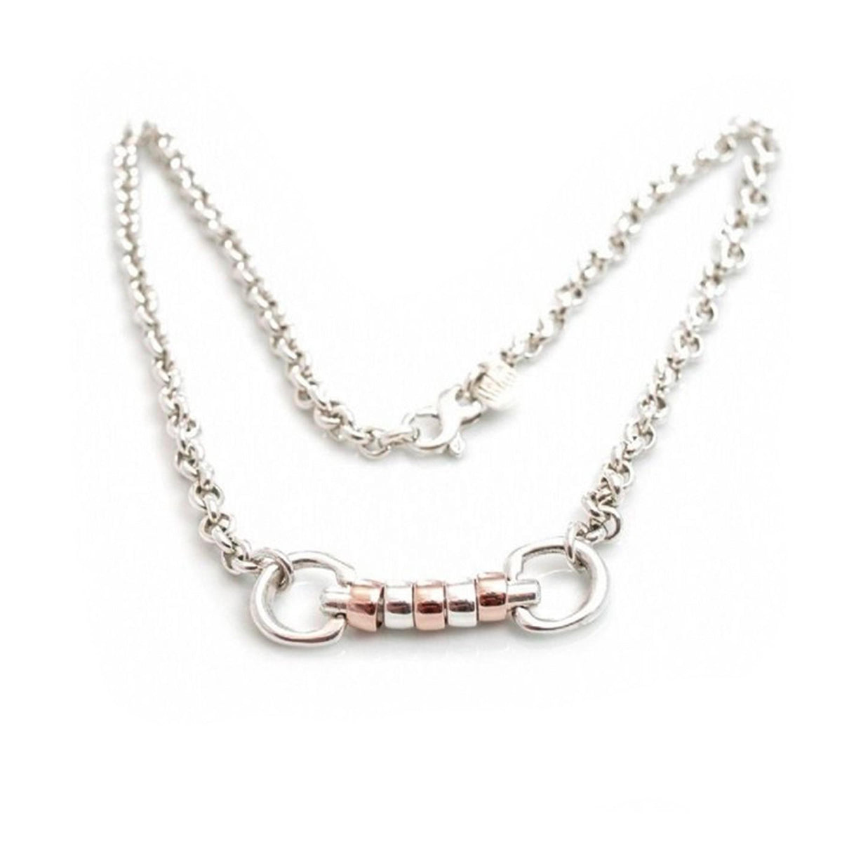 Exclusive Sterling Silver &amp; 18ct Rose Gold Plate Classic Cherry Roller Snaffle Necklace
