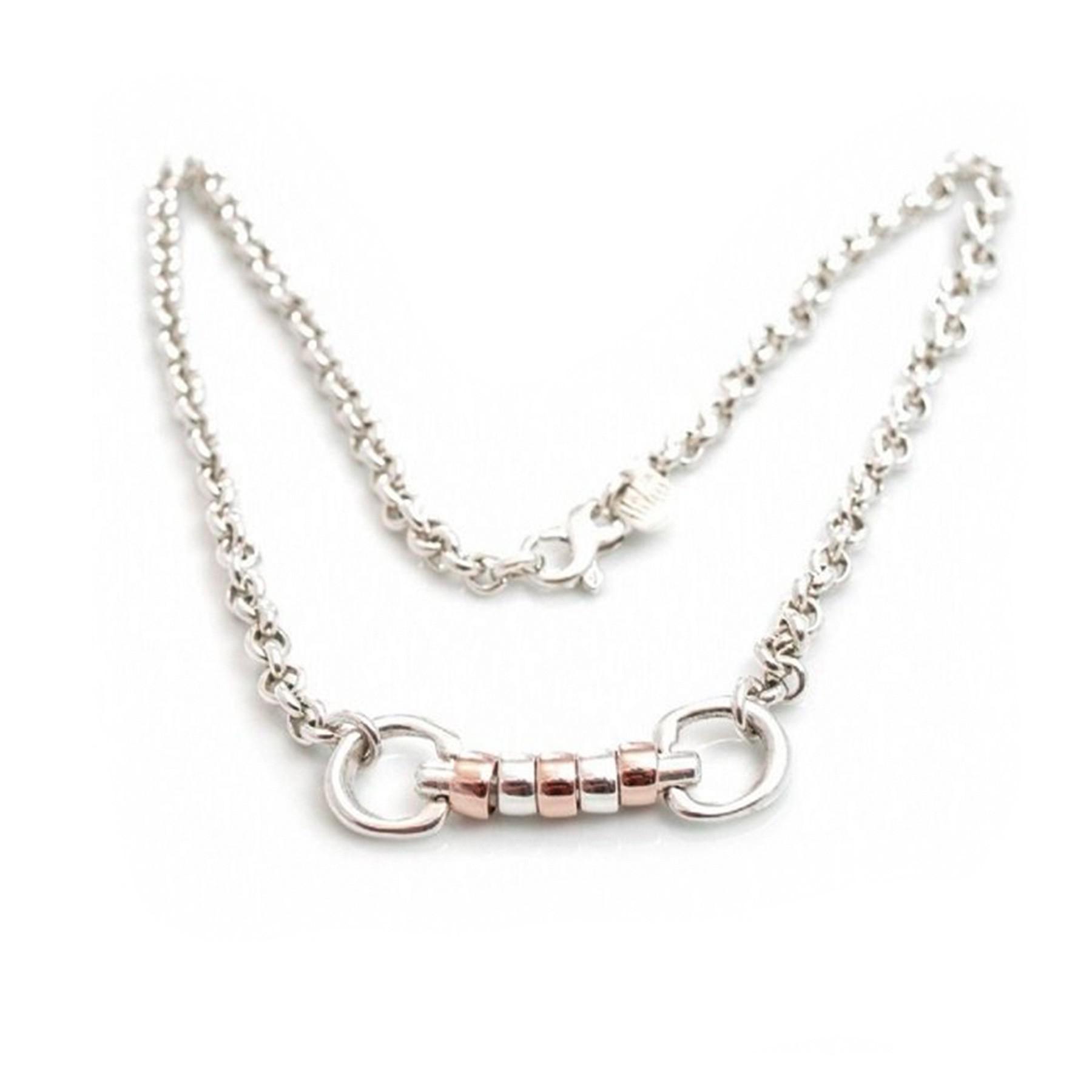 Exclusive Sterling Silver & 18ct Rose Gold Plate Classic Cherry Roller Snaffle Necklace
